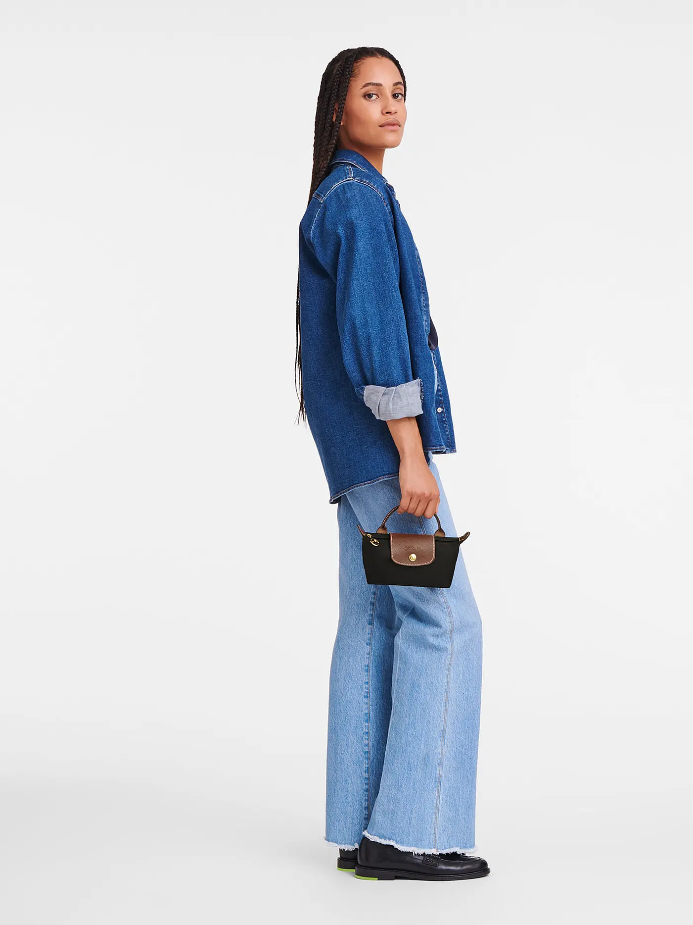 LONGCHAMP | Le Pliage Original Pochette mit Henkel, Black | 